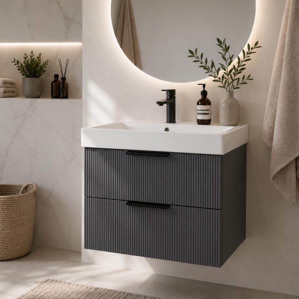 Vitra Integra valamu 60 × 47 cm koos Integra 60 seinakapiga – valikus valge, helehall, tumehall või must viimistlus